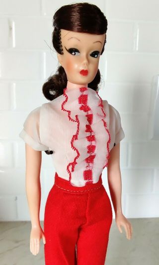 Vintage 1960s Uneeda Wendy Doll Brunette Swirl Ponytail Barbie Clone