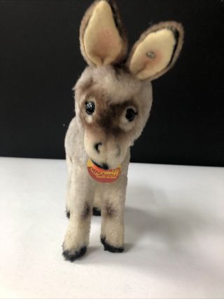 Vintage Steiff " Grissy " Donkey 7 " W/ Name Tag & Button In Ear Hallmark