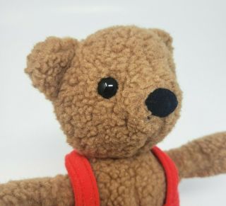 9 " Vintage 1986 Kinder Gund Teddy Gear Bear Rattle Red Stuffed Animal Plush Toy