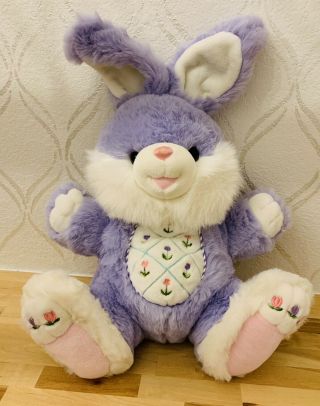 Dan Dee Hoppy Hopster Large 24 " Easter Bunny Rabbit Plush Purple Embroidered