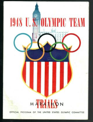 Rare 1948 Us Olympic Marathon Trials Program Book,  B.  A.  A.  Marathon,  Boston