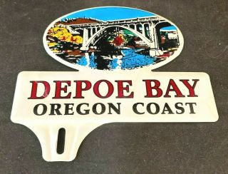 Vtg Depoe Bay Oregon Coast Convex License Plate Topper Rare Old Advertising Sign