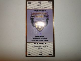 Nfl Debut Ticket Stub 1996 Raiders @ Ravens Inaugural Game 9/1/96 Embossed
