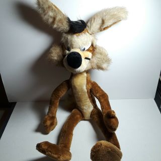 Vtg 30 " Wile E Coyote Plush Stuffed Animal Warner Bros Mighty Star 1987 Poseable