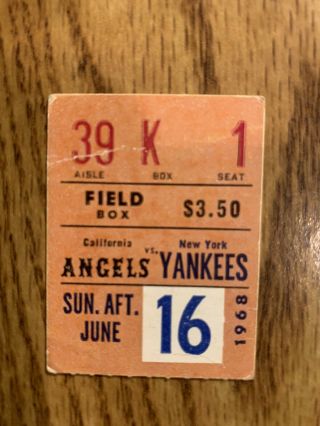 Mickey Mantle Career Hr Home Run 527 Ticket Stub 6/16/68 York Yankees Angels