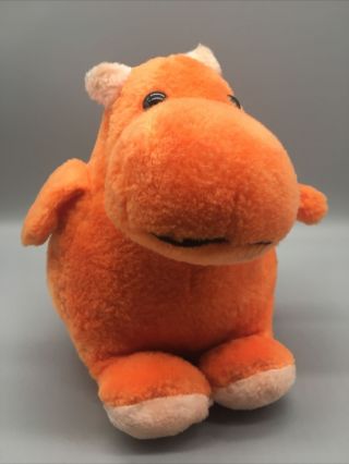 Vintage Superior Toy And Novelty Hard Stuffed Plush Orange Hippo Hippopotamus B9