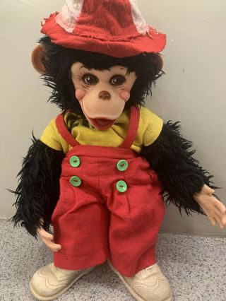 Vintage Rushton Zip The Monkey Rubber Faced Plush 15 " Zippy Doll Stuffed Animal