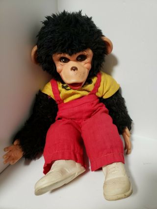 Vintage Rushton Zip The Monkey Rubber Faced Plush 15 " Zippy Doll Stuffed Animal