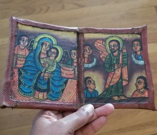 Antique Ethiopian Orthodox Coptic Christian Hand Crafted/painted Icon Altar