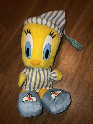 Vintage Tweety Bird Plush In Pajamas Looney Tunes Warner Bros Play By Play 15”