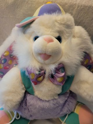 Vintage Dan Dee Hopalong Hopster Easter Bunny Plush Rainbow Color 16 " Hoppy Hat