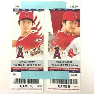Shohei Ohtani 2018 Photo Ticket Angels Vs.  Red Sox.  Orioles 2 Types Mlb