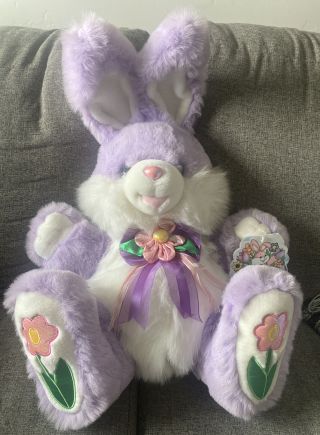 Dan Dee Hoppy Hopster Light Purple 22 " Easter Bunny Rabbit Plush With Tag Flower
