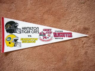 1986 Hamilton Tiger Cats Edmonton Eskimos Cfl Grey Cup Football Pennant Sharp