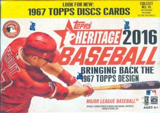 2016 Topps Heritage Blaster Box 8 Packs 1967 Style Disc Cards