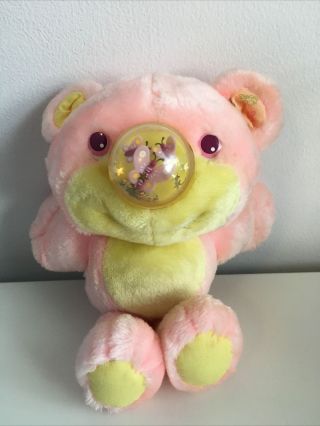 1987 Playskool Nosy Bear - Pink With Yellow Markings - Nose Butterfly