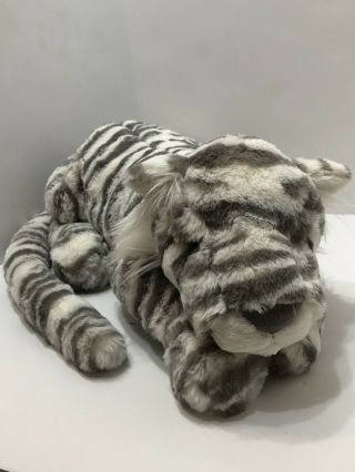 Jellycat Sacha Snow Tiger Large 18 " Gray White Striped Plush Stuffed Animal Soft