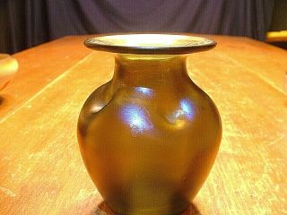 Antique Czech Loetz Kralik Martele Iridescent Dimpled Art Glass Cabinet Vase