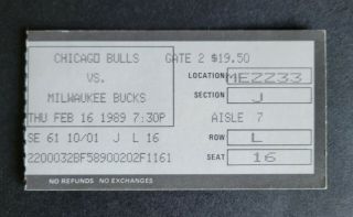 Chicago Bulls Vs Milwaukee Bucks 1989 Ticket Stub - Michael Jordan 50 Points