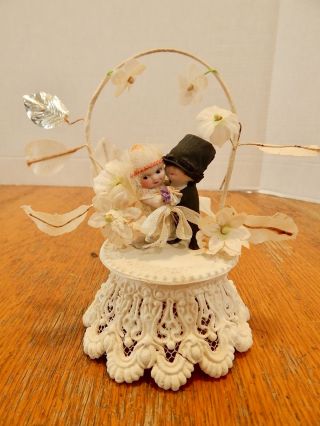 Antique 1920s 30s Kewpie Doll Wedding Cake Topper Bride Groom Huggers