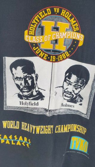 Evander Holyfield Vs.  Larry Holmes Vintage T Shirt Tee Single Stitch Black 1992