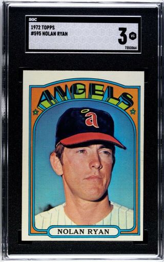 1972 Topps Nolan Ryan California Angels 595 Baseball Card.  Sgc 3