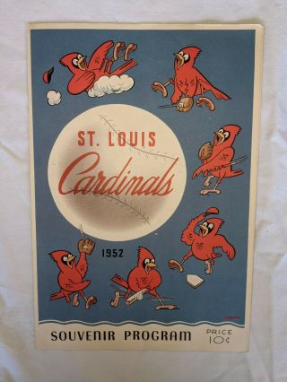 St.  Louis Cardinals Vs Philadelphia Phillies 1952 Scorecard Vtg Stan Musial