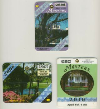 2004,  2006,  2010 Masters Badges Tickets Phil Mickelson Wins - 3 Badges