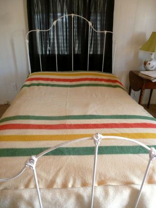 Vintage Horner 4 Point Hudson Bay Style Striped Wool Blanket Full Size