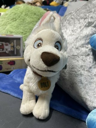 Rare Disney Store Bolt Dog Soft Plush Toy With Tags