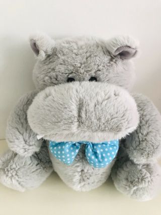 Russ Berrie Pippo Hippo Plush Soft Toy Bowtie Cuddly Grey Blue 11” Vtg 80s Rare