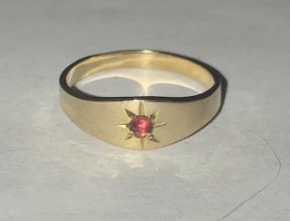 Antique Victorian 10k Rose Gold Garnet Baby Ring Starburst