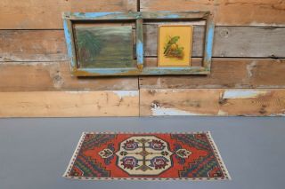 1’5”x3’2” Ft Turkish Vintage Oushak Small Rugs,  Door Mat Carpet,  Handmade Carpet