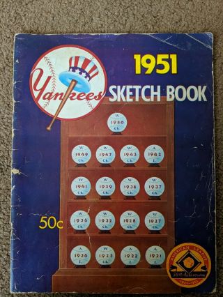 1951 Yankees Sketch Book Yearbook 1st Edition Joe Dimaggio Babe Ruth Yogi Berra