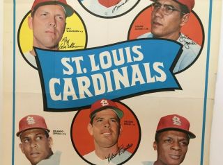 1969 Topps Team Poster St.  Louis Cardinals Gibson Brock Flood Cepeda Shannon,  6 3