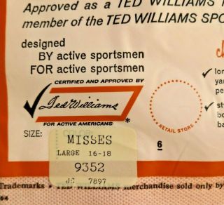 Vintage 1950s Sears Ted Williams all cotton Misses Sleeveless golf shirt NOS 3