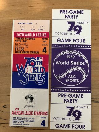 Pittsburgh Pirates 1979 World Series Game 4 Ticket W/ Abc Sports Pre - Game Party