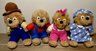 Vintage 1996 The Berenstain Bears Plush Stuffed Papa,  Mama,  Brother,  Sister Set