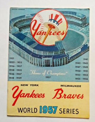 1957 World Series Program,  York Yankees Vs Milwaukee Braves