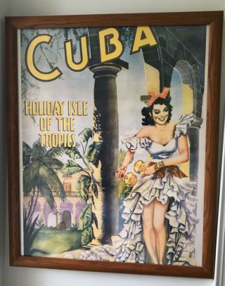 Framed Cuba (holiday Isle Of The Tropics) Art Print Poster Vintage Travel Large