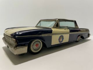 Vintage Tin 1962 Ford Galaxie 500 Police Highway Patrol Car Made In Japan H - 117