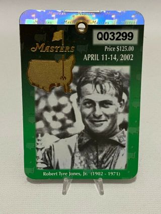 2002 Masters Badge Augusta National Golf Club Tiger Woods Masters Win Ticket
