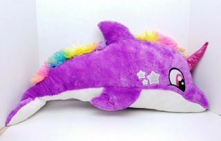 Kellytoy Purple Dolphin Unicorn Plush 30 " Lrg Stuffed Animal 