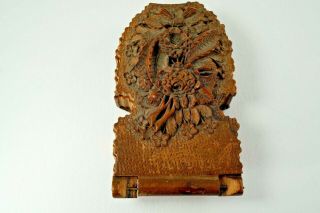 Antique Carved Wood Pocket Watch Holder Dates 1900 