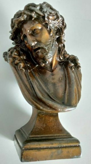 Stunning Antique French Gilt Bronze Jesus Christ Bust Signed Jules Marie Catinea