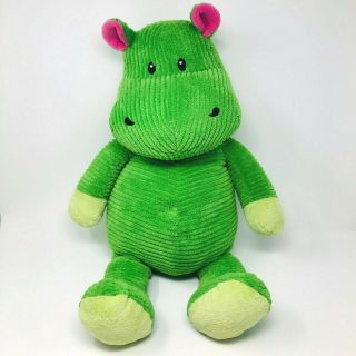 Old Navy Green Hippo Plush Corduroy Pink 28 " Stuffed Toy Chenille Jungle Safari