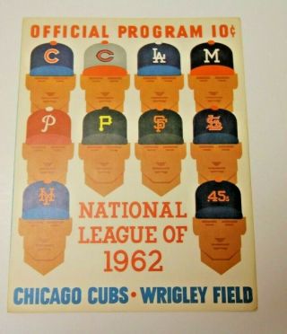 1962 Chicago Cubs Program Scorecard Vs Houston Colt 45 