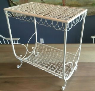 Vintage Mid Century Metal Mesh Wire Side Table Stand
