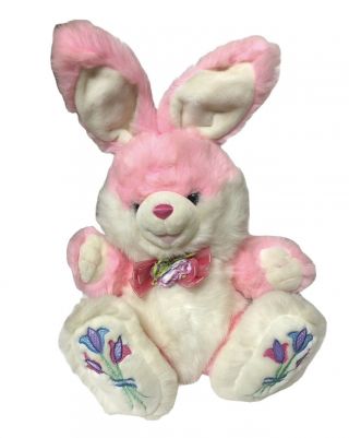 Dan Dee Bunny Rabbit Plush Hoppy Hopster Easter Pink Flowers Vtg Tb Trading Co