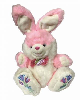 Dan Dee Bunny Rabbit Plush Hoppy Hopster Easter Pink Flowers Vtg TB Trading Co 2